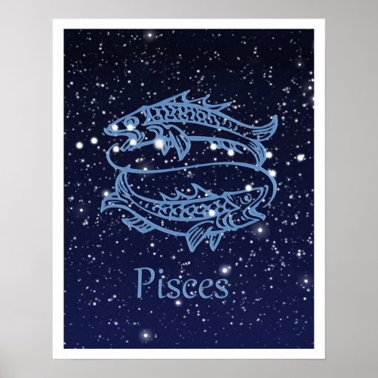 Pisces Constellation and Zodiac Sign met sterren Poster (Voorkant)
