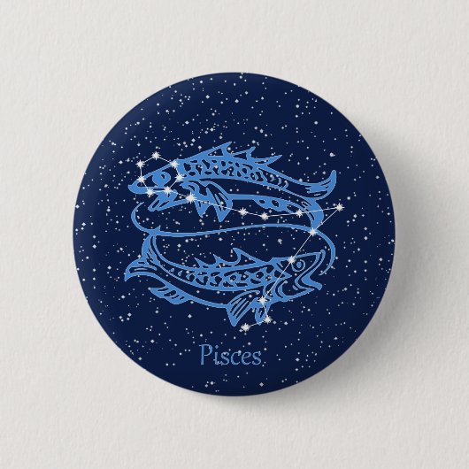 Pisces Constellation and Zodiac Sign met sterren Ronde Button 5,7 Cm (Voorkant)
