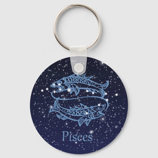 Pisces Constellation and Zodiac Sign met sterren Sleutelhanger (Voorkant)