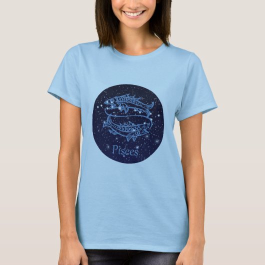 Pisces Constellation and Zodiac Sign met sterren T-shirt (Voorkant)