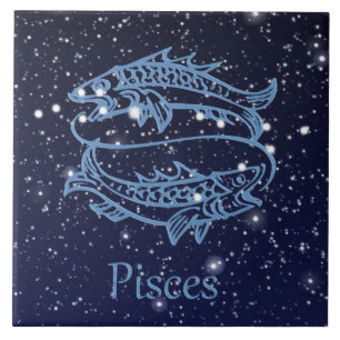 Pisces Constellation and Zodiac Sign met sterren Tegeltje
