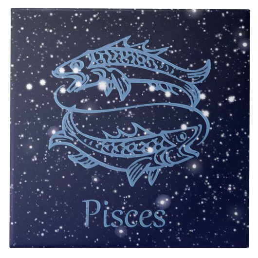 Pisces Constellation and Zodiac Sign met sterren Tegeltje (Voorkant)