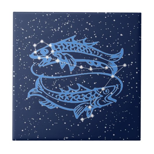 Pisces Constellation en Sun Sign with Stars Tegeltje (Voorkant)