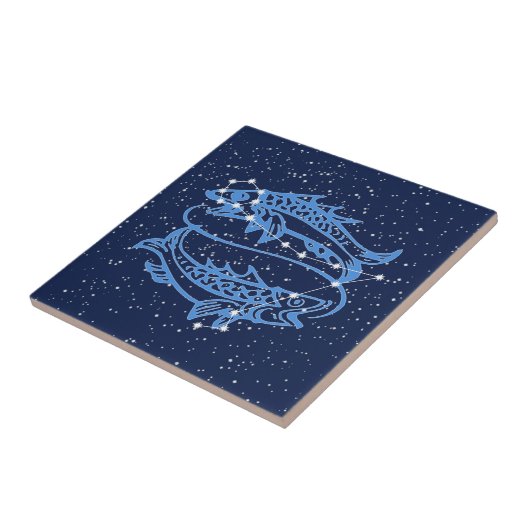 Pisces Constellation en Sun Sign with Stars Tegeltje (Zijkant)