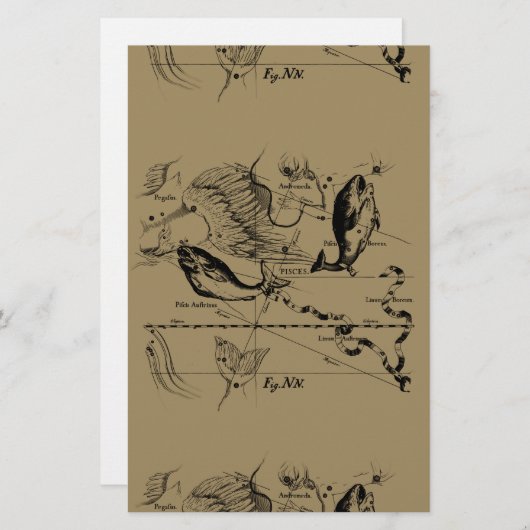 Pisces Constellation Hevelius 1690 Decor Briefpapier (Voorkant / Achterkant)
