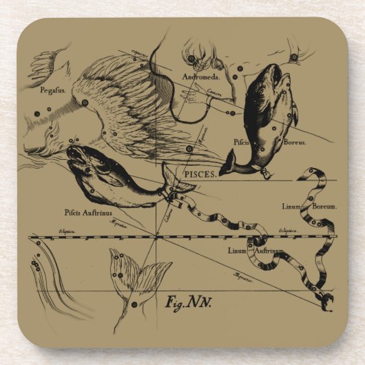 Pisces Constellation Hevelius 1690 Decor Drankjes Onderzetter (Voorkant)