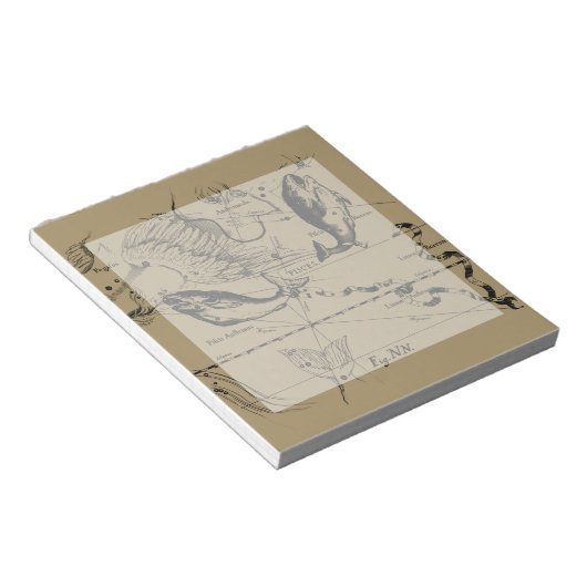 Pisces Constellation Hevelius 1690 Decor Notitieblok (Schuin)