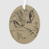 Pisces Constellation Hevelius 1690 Engraving Ornament (voorkant)