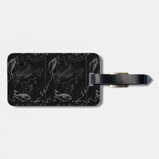 Pisces Constellation Hevelius 1690 Map Engraving Bagagelabel (Achterkant horizontaal)