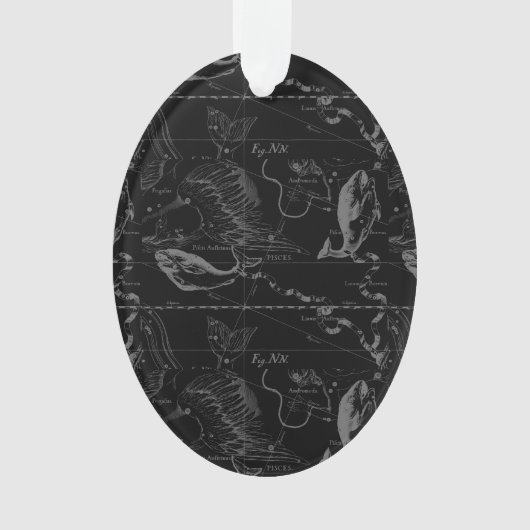 Pisces Constellation Hevelius 1690 Map Engraving Ornament (voorkant)