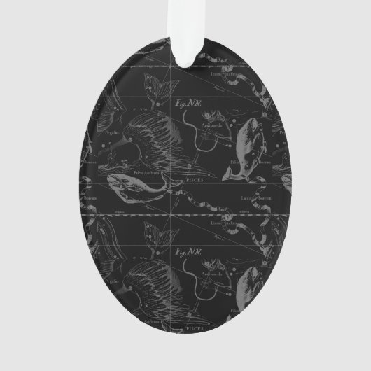 Pisces Constellation Hevelius 1690 Map Engraving Ornament (achterkant)