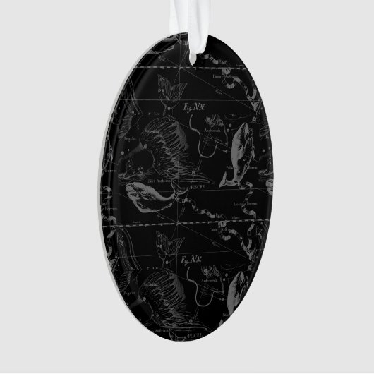 Pisces Constellation Hevelius 1690 Map Engraving Ornament (voorkant)