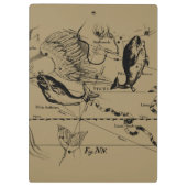 Pisces Constellation Hevelius 1690 op Taupe Klembord (Achterkant)