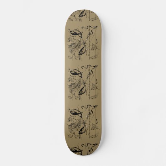 Pisces Constellation Hevelius 1690 op Taupe Persoonlijk Skateboard (Voorkant)