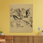 Pisces Constellation Hevelius circa 1690 Canvas Afdruk (Insitu (Woonkamer))