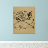 Pisces Constellation Hevelius circa 1690 Canvas Afdruk (Insitu (Houten vloer))