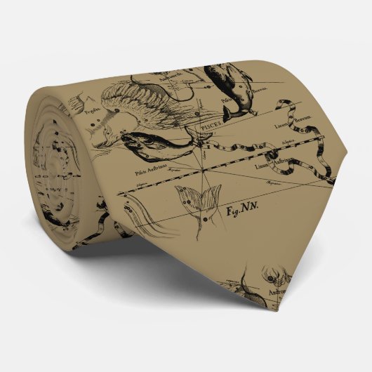 Pisces Constellation Hevelius circa 1690 Stropdas (Opgerold)