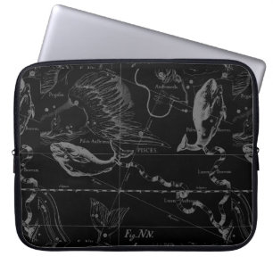 Pisces Constellation Map Hevelius 1690 op Black Laptop Sleeve