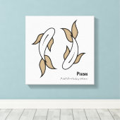 Pisces de tweelingvis gepersonaliseerd zodiaal canvas afdruk (Insitu (Houten vloer))