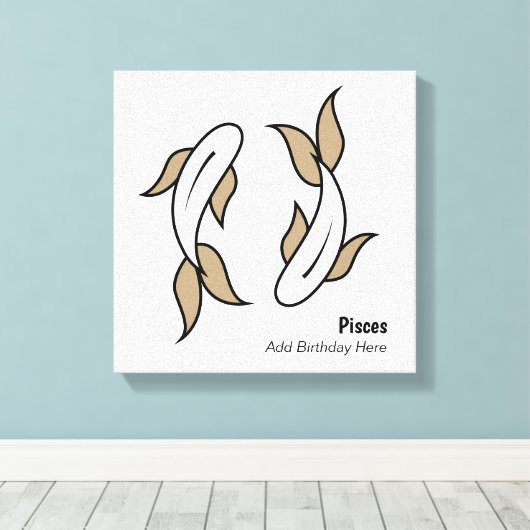 Pisces de tweelingvis gepersonaliseerd zodiaal canvas afdruk (Insitu (Houten vloer))