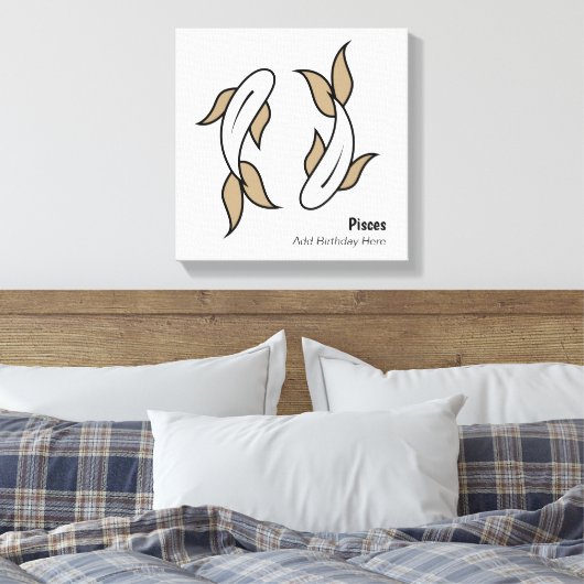 Pisces de tweelingvis gepersonaliseerd zodiaal canvas afdruk (Insitu (Slaapkamer))