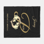 Pisces ♓ de vis - Gold Zodiac Sign Fleece Deken (Voorkant (Horizontaal))