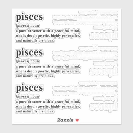 Pisces Definitie Esthetische Astrologie Cadeau Sticker (Vel)