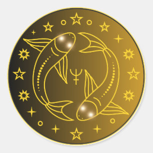 Pisces Dierenriem Embleem Minimaal Hemels Symboo Ronde Sticker