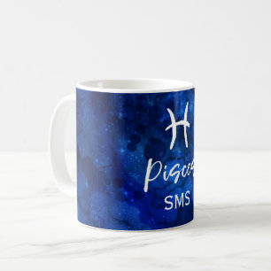 Pisces Dierenriem Sterrenbeeld Blauwe Melkweg Mono Koffiemok
