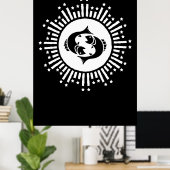 Pisces Dierenriemsymbool met hemelse sterrenexplos Poster (Thuiskantoor)