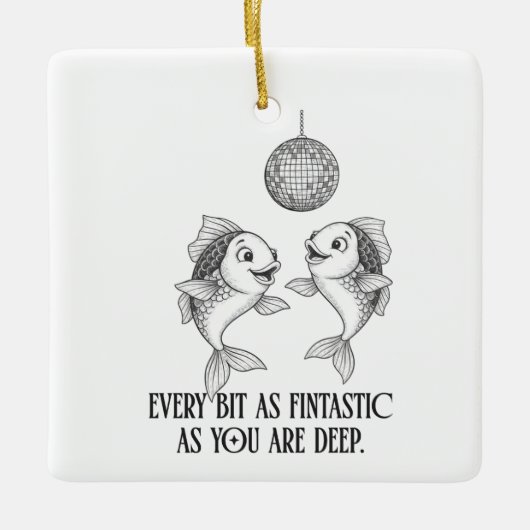 Pisces Disco Fish Pun Christmas Ornament (Voorkant)
