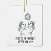Pisces Disco Vis Kerstbal met Stomme Pun Keramisch Ornament (Links)