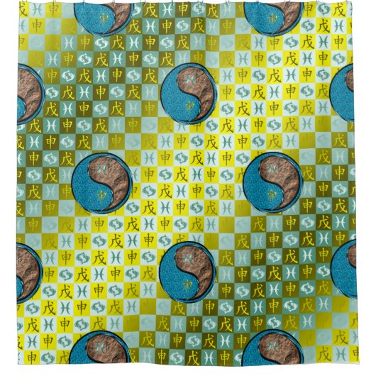 Pisces & Earth Monkey Douchegordijn (Voorkant)