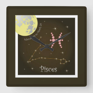 Pisces Februari - 20 Maart Uhr Vierkante Klok
