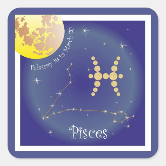 Pisces February 19 to March 20 Aufkleber Vierkante Sticker (Voorkant)