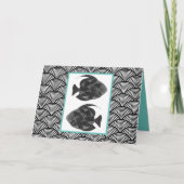Pisces Fish Black White Aqua Zodiac Japan Birthday Kaart (Voorkant)