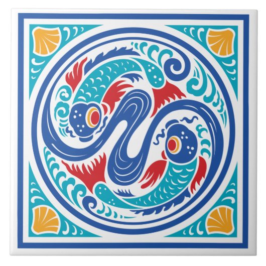 Pisces Fish Ceramic Tile Tegeltje (Voorkant)