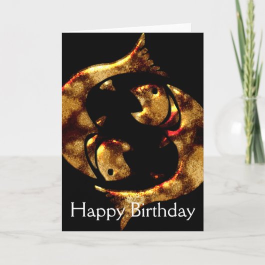 Pisces Fish March Happy Birthday Wenskaart Kaart (Voorkant)