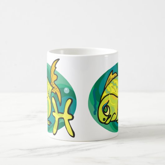Pisces Fish Painting, stijl van de jaren '70 Koffiemok (Center)