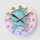 Pisces Fish Ronde Klok (Voorkant)