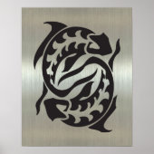 Pisces Fish Silhouette met metallisch effect Poster (Voorkant)