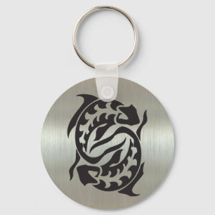 Pisces Fish Silhouette met metallisch effect Sleutelhanger