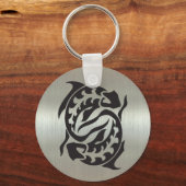 Pisces Fish Silhouette met metallisch effect Sleutelhanger (Voorkant)