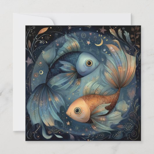 Pisces Fish Zodiac Astrology Celestial Birthday Kaart (Voorkant)