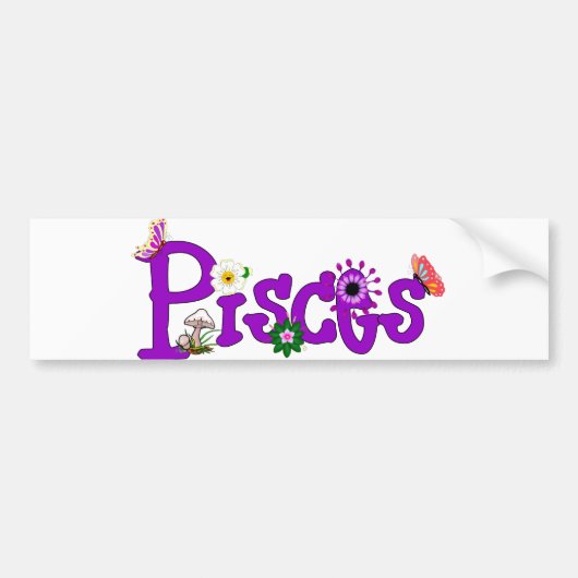 Pisces Flowers Bumpersticker (Voorkant)