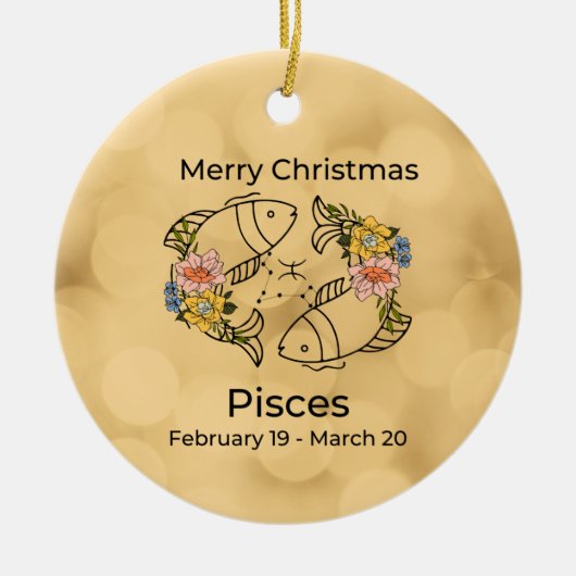Pisces  geïnspireerd kerstversiering keramisch ornament (Voorkant)