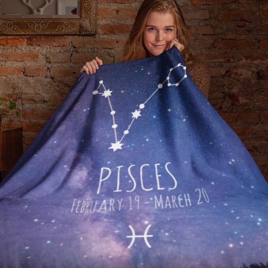 Pisces | Gepersonaliseerde zodiac-constellatie Fleece Deken