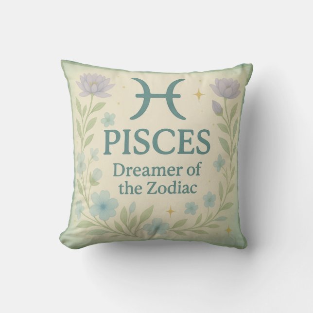 Pisces Gift Pillow – Dreamer of the Zodiac Astrolo Kussen (Voorkant)