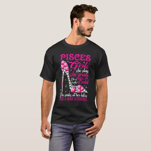 Pisces Girl Like A Boss In Control Diamond Shoes F T-shirt (Voorkant volledig)