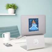 Pisces Goddess in Celestial Galaxy Space Sticker (Laptop op bureau)